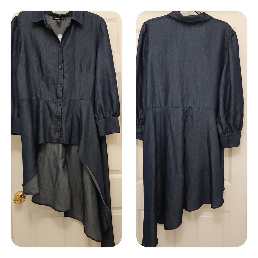 Asymmetrical/High-low Denim Shirt Dress